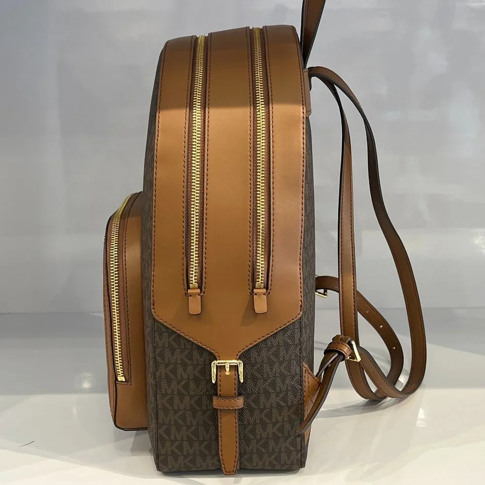 Michael Kors Jaycee Large Zip Pocket Backpack MK Brown - Picture 4 of 7